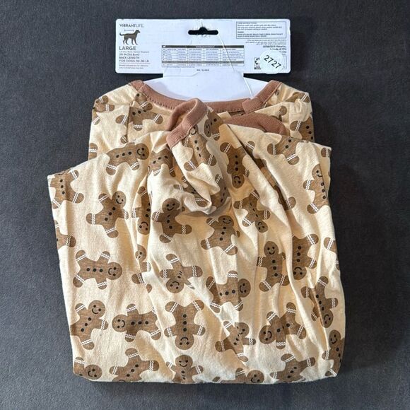 Vibrant Life Gingerbread Christmas Holiday Themed Pet Dog Pajamas Size M NEW - Picture 8 of 9